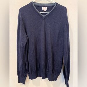 Merona Men's Deep Blue Cotton Cashmere V-Neck Sweater